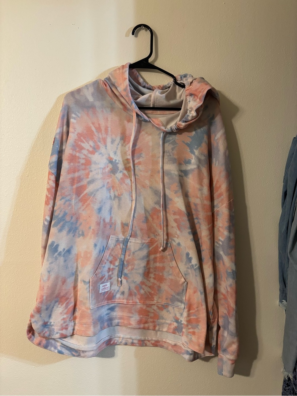 Simply Southern Tie-Dye Hoodie in Peach and Light Blue